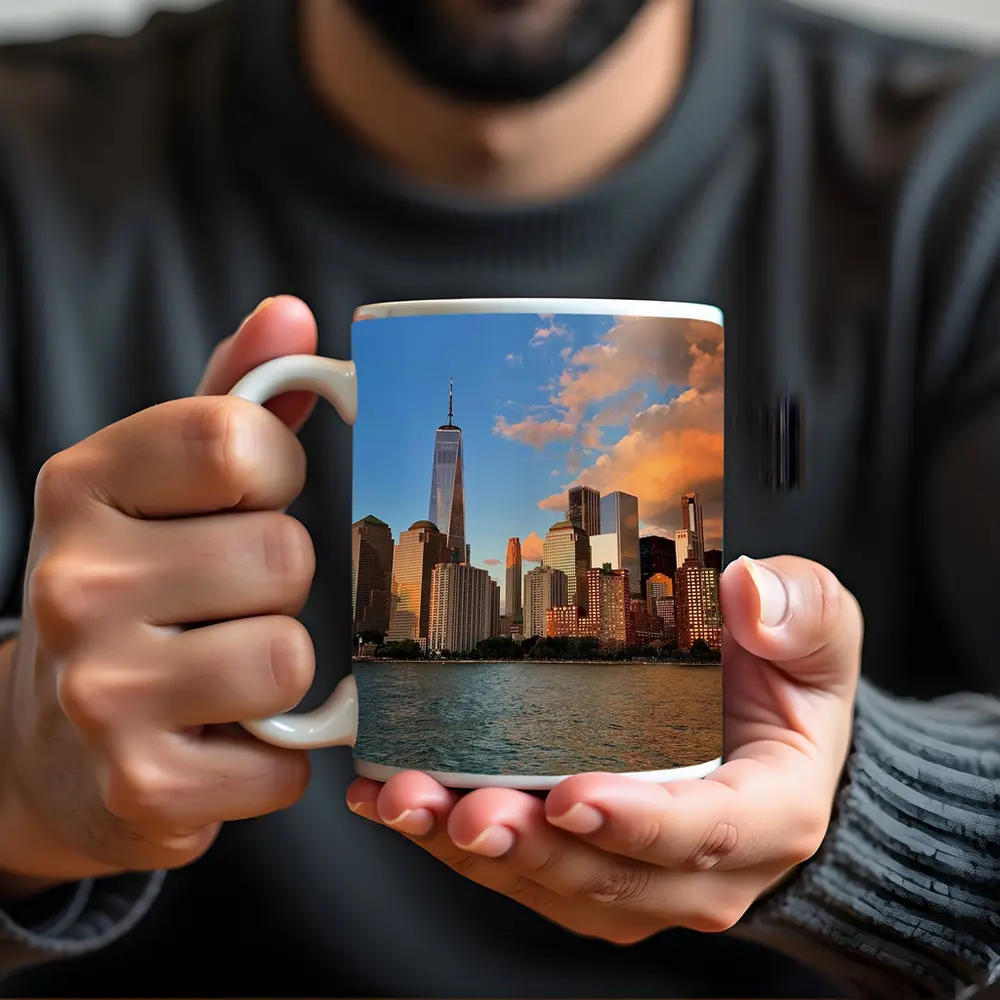 New York City Skyline Golden Sunset View – Mugs
