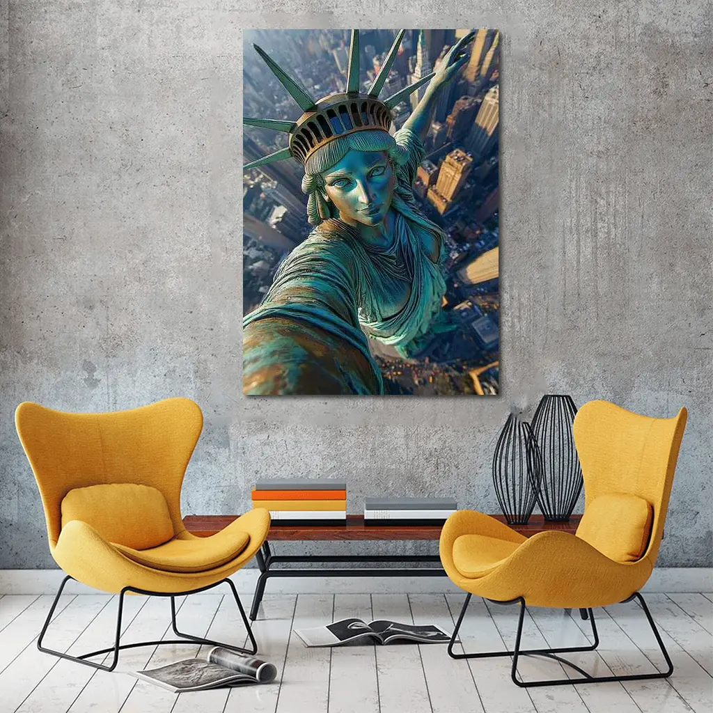 Statue of Liberty Selfie New York Skyline – Wall Art