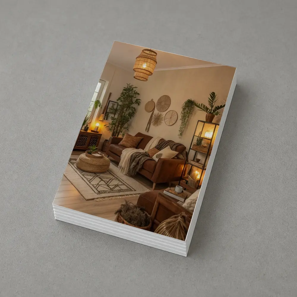 Boho Living Room Warm Brown Interior – Postcards
