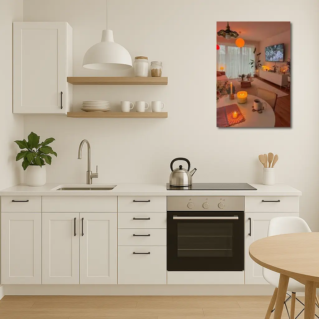 Cozy Living Room Warm Candlelight Evening Ambiance – Wall Art