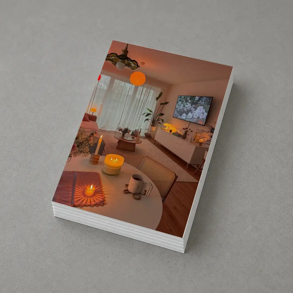 Cozy Living Room Warm Candlelight Evening Ambiance – Postcards
