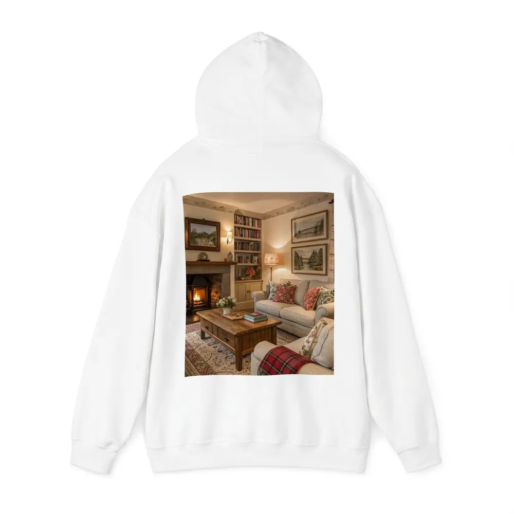 Cozy Cottage Living Room Fireplace Interior – Hoodies