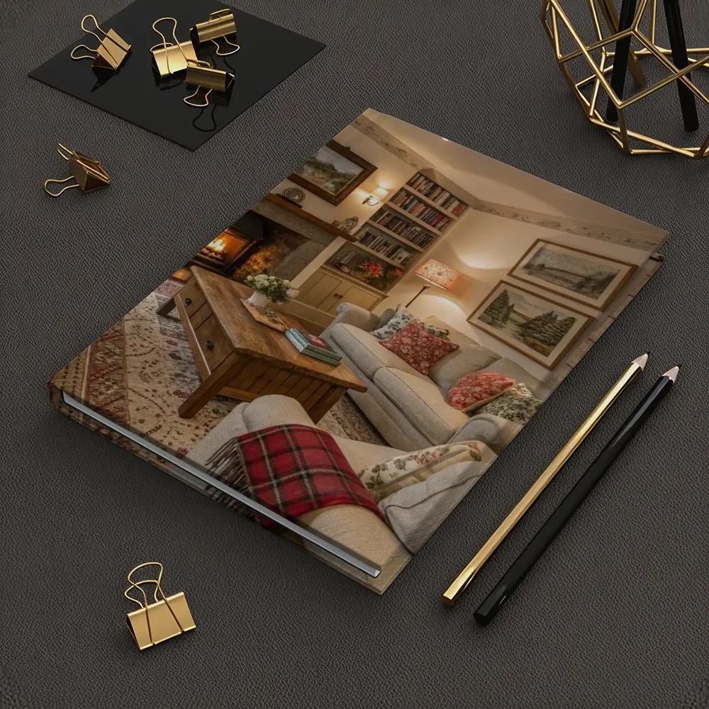 Cozy Cottage Living Room Fireplace Interior – Notebooks