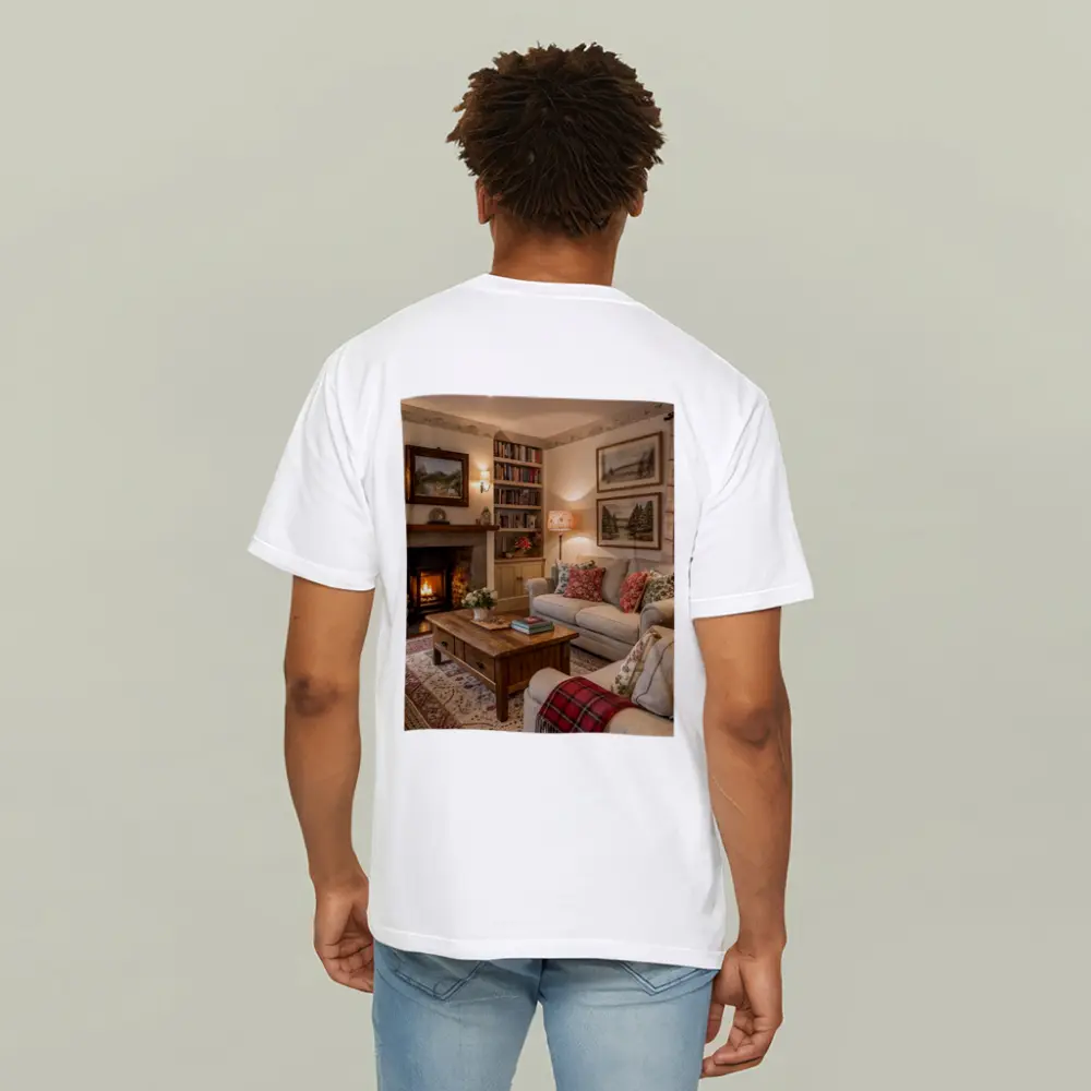 Cozy Cottage Living Room Fireplace Interior – T-Shirts