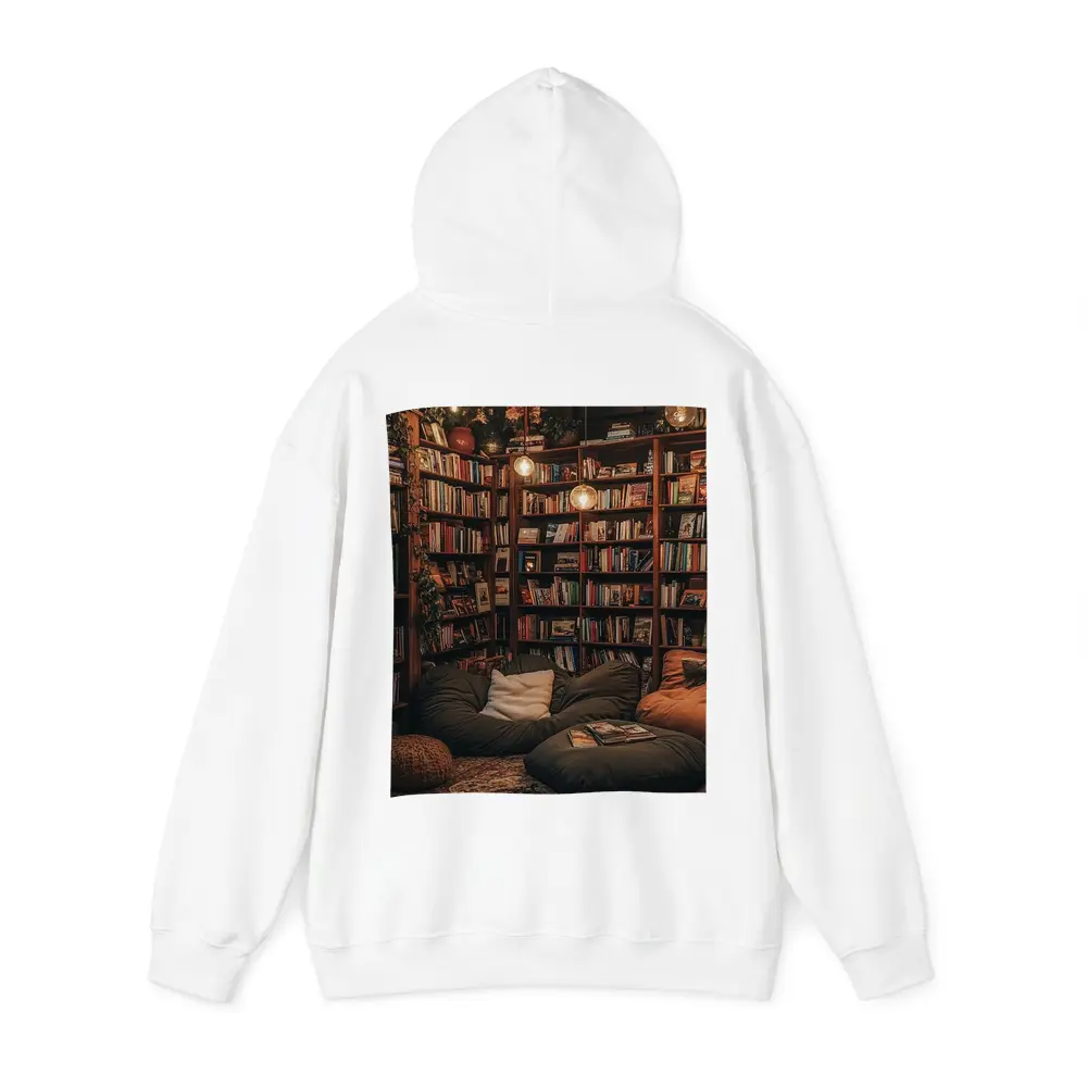 Cozy Home Library Reading Nook Warm Lights – Hoodies