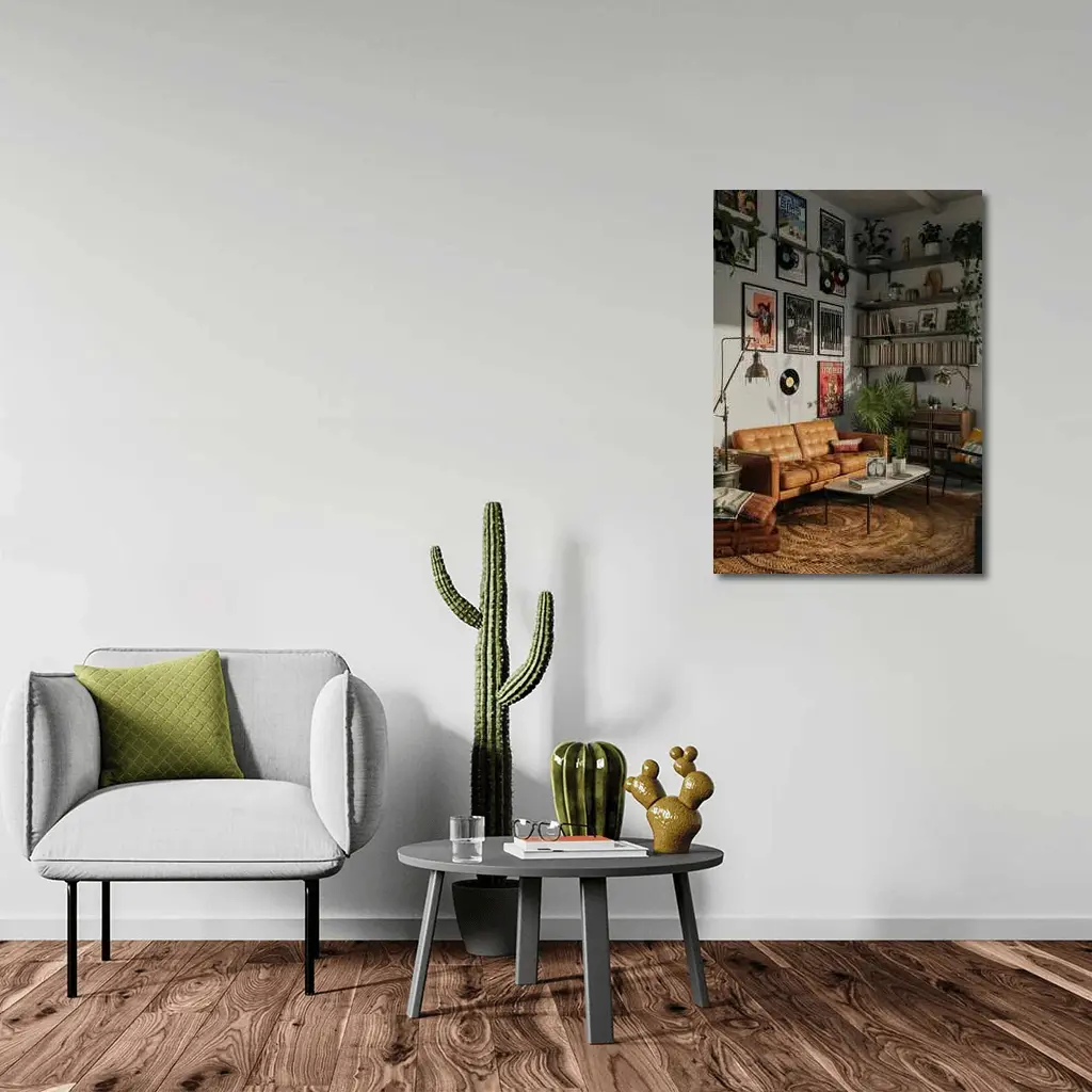 Retro Living Room With Vinyl Record Gallery – Wall Art