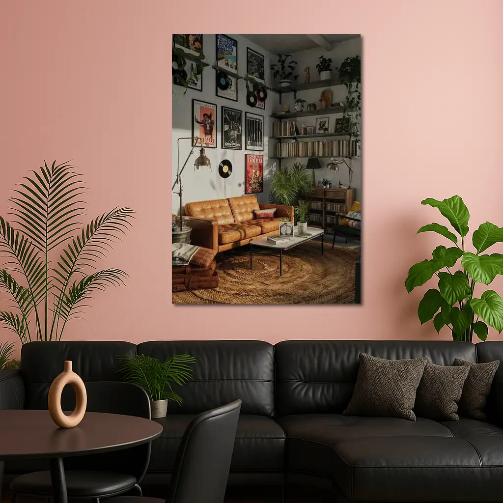 Retro Living Room With Vinyl Record Gallery – Wall Art