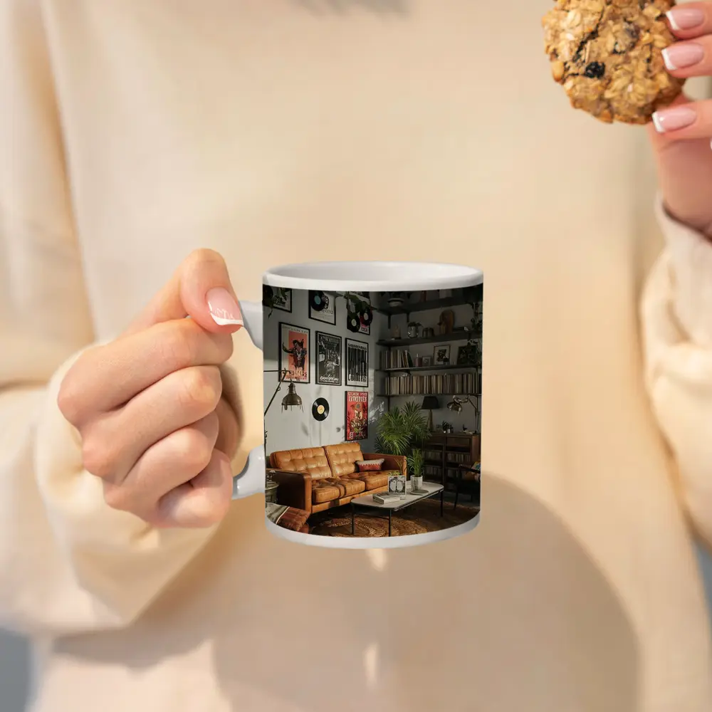 Retro Living Room With Vinyl Record Gallery – Mugs