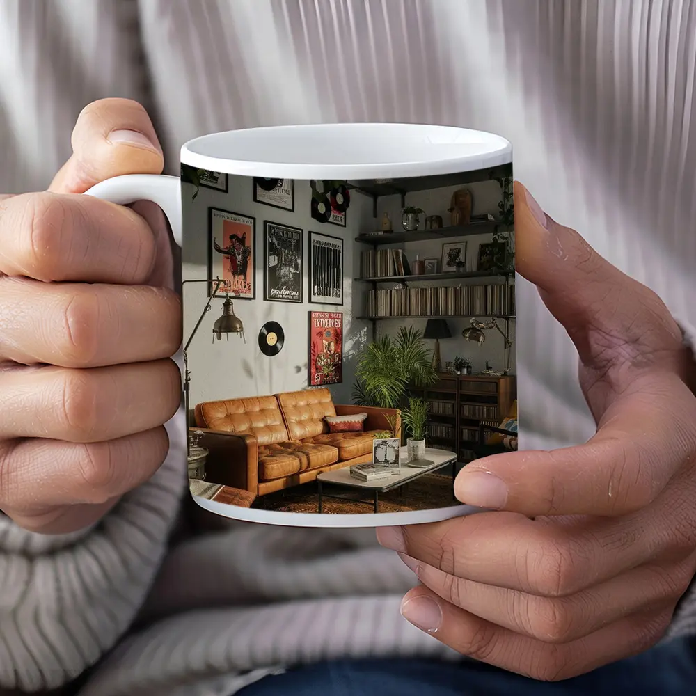 Retro Living Room With Vinyl Record Gallery – Mugs