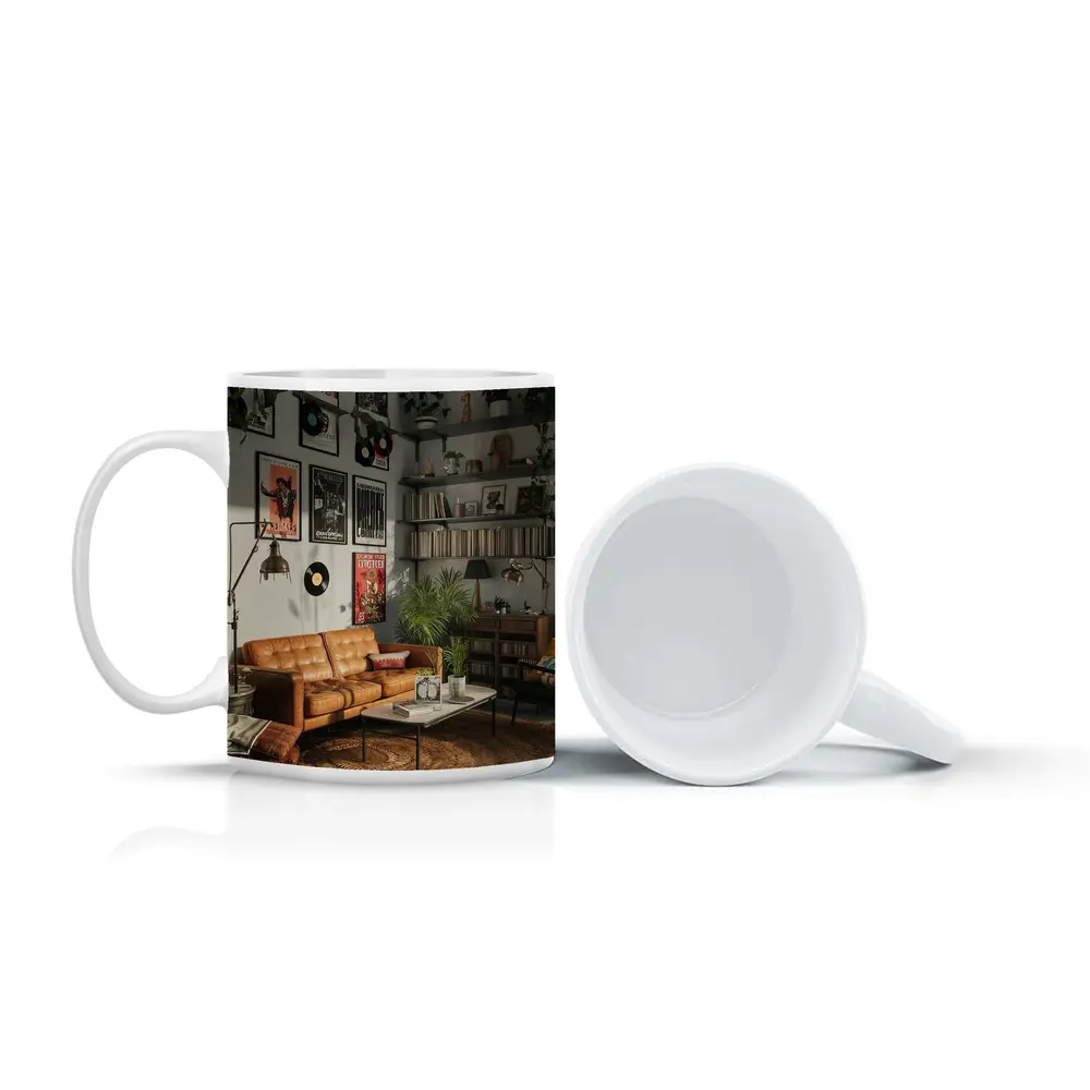 Retro Living Room With Vinyl Record Gallery – Mugs