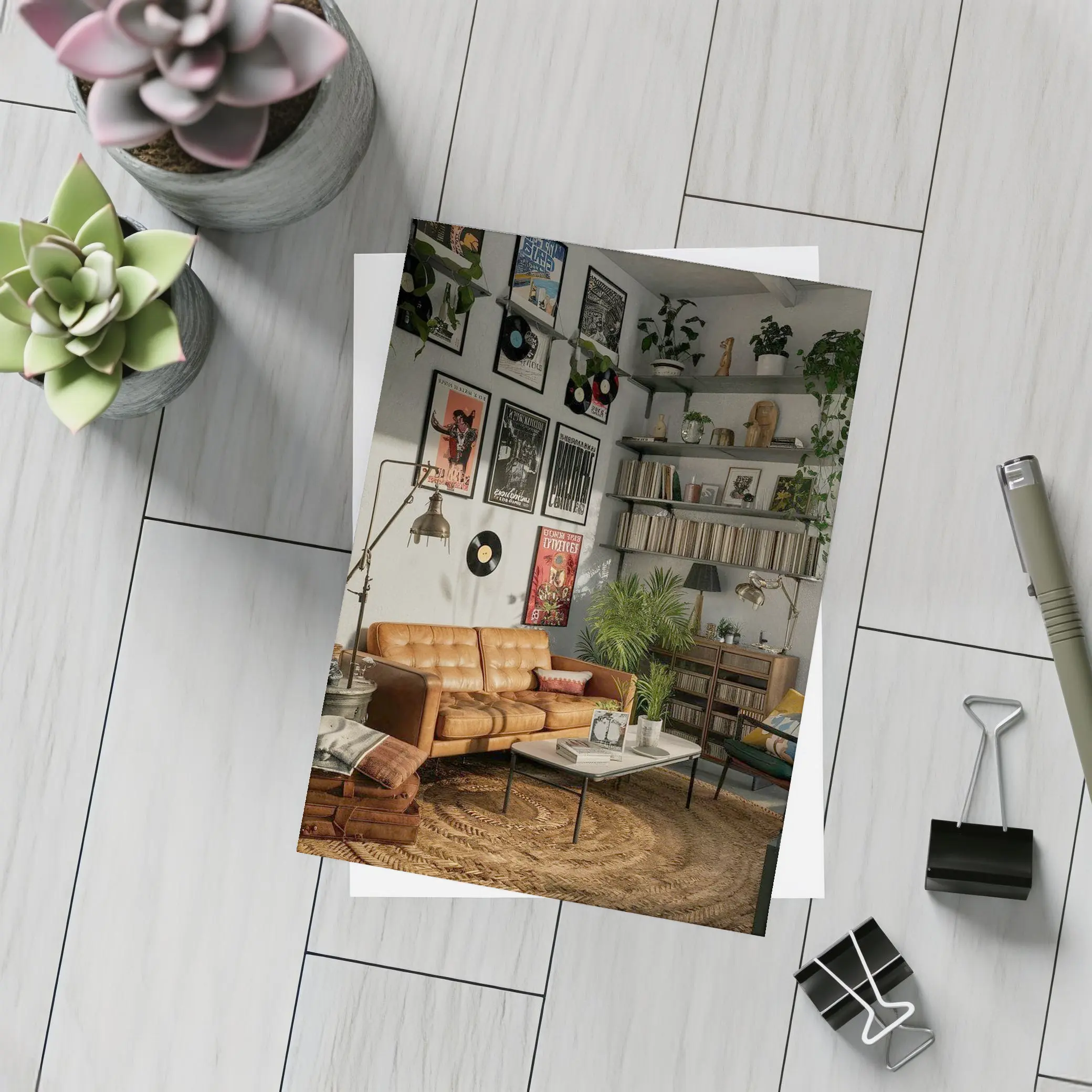 Retro Living Room With Vinyl Record Gallery – Postcards