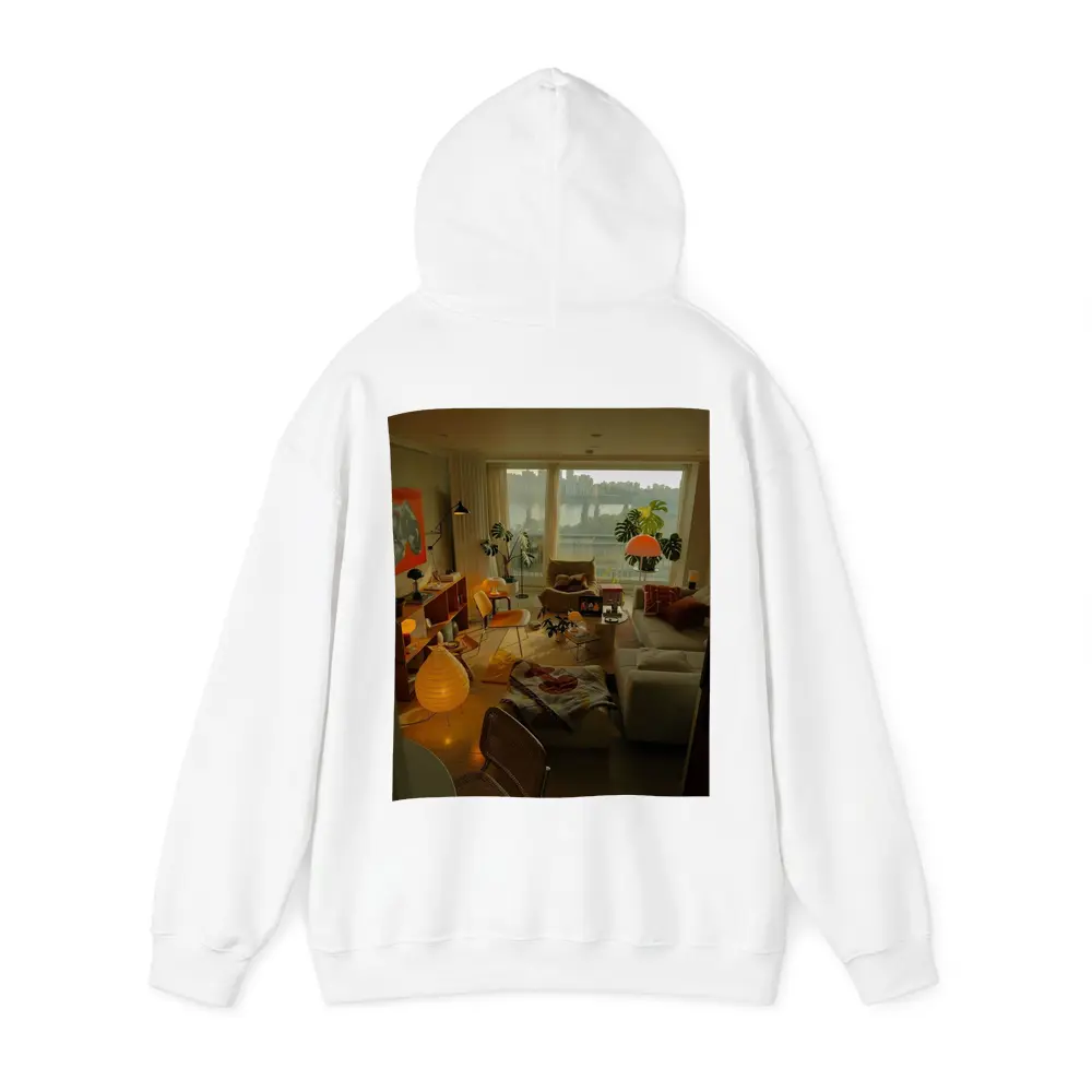 Retro Living Room Warm Evening City View – Hoodies