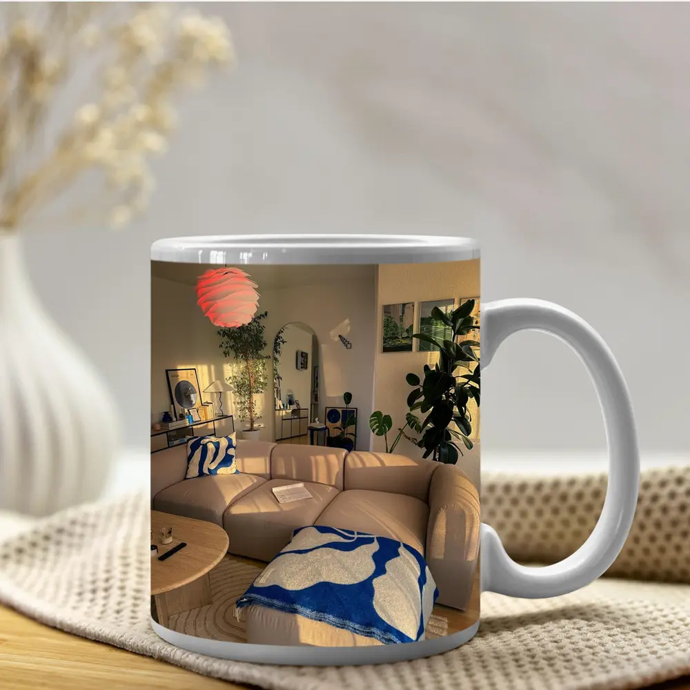 Cozy Modern Living Room Blue Accents – Mugs