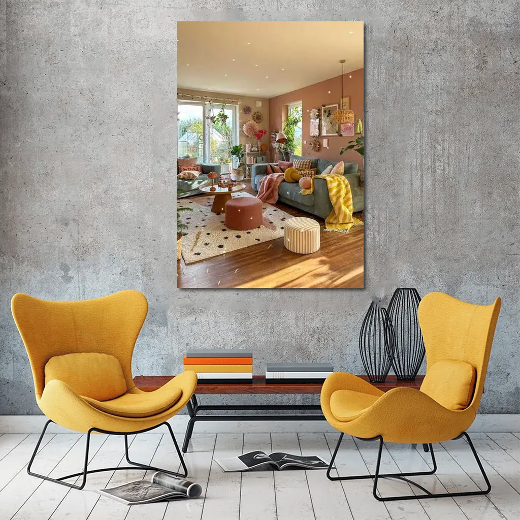 Boho Living Room Warm Cozy Interior Design – Wall Art
