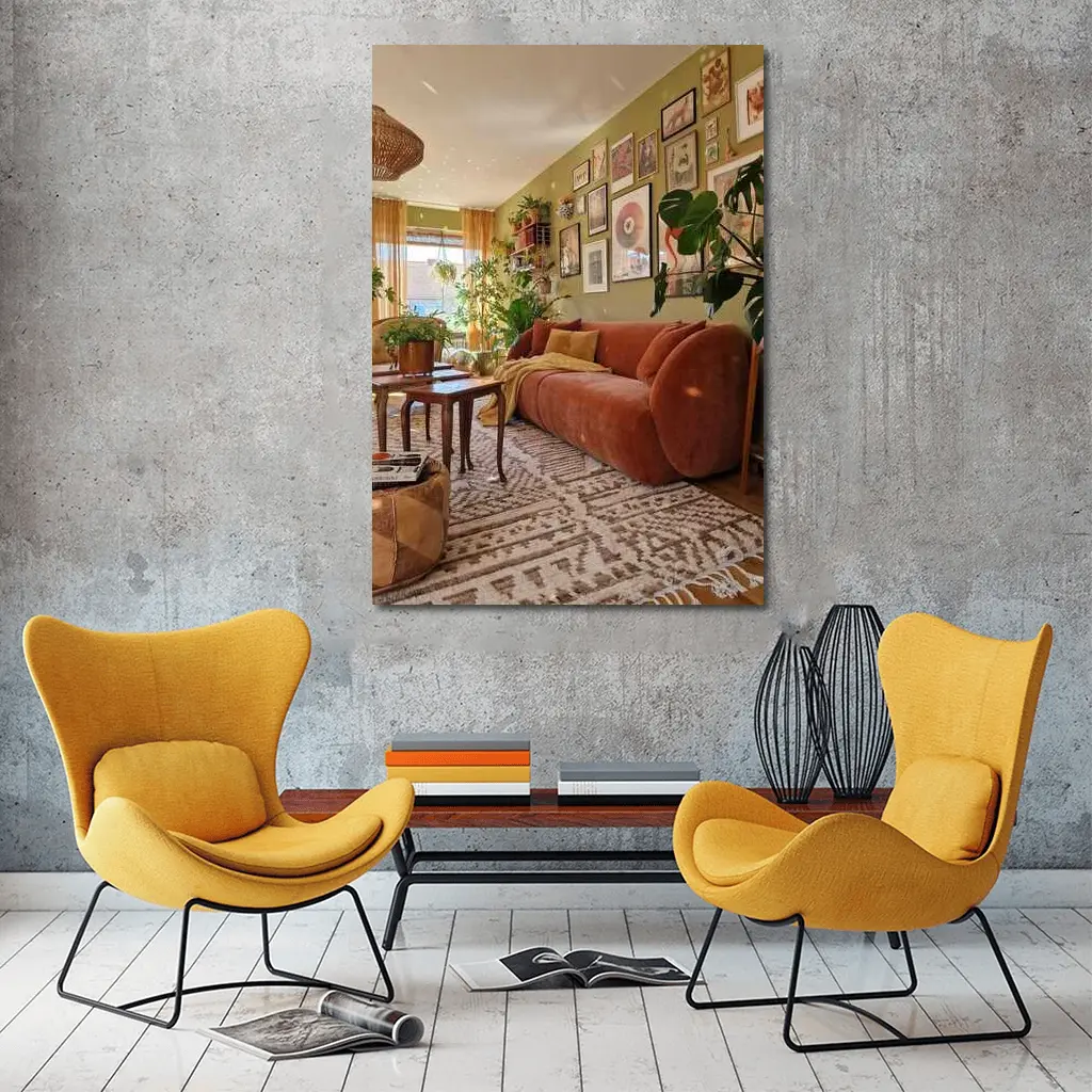 Boho Living Room Green Wall Gallery – Wall Art