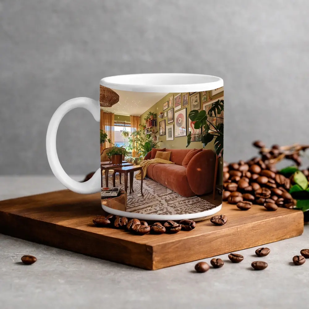 Boho Living Room Green Wall Gallery – Mugs
