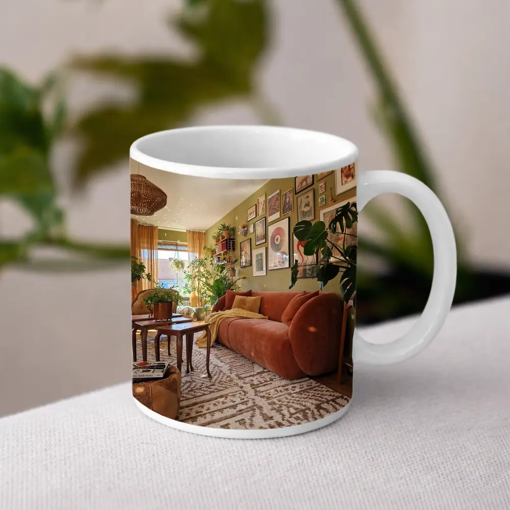 Boho Living Room Green Wall Gallery – Mugs