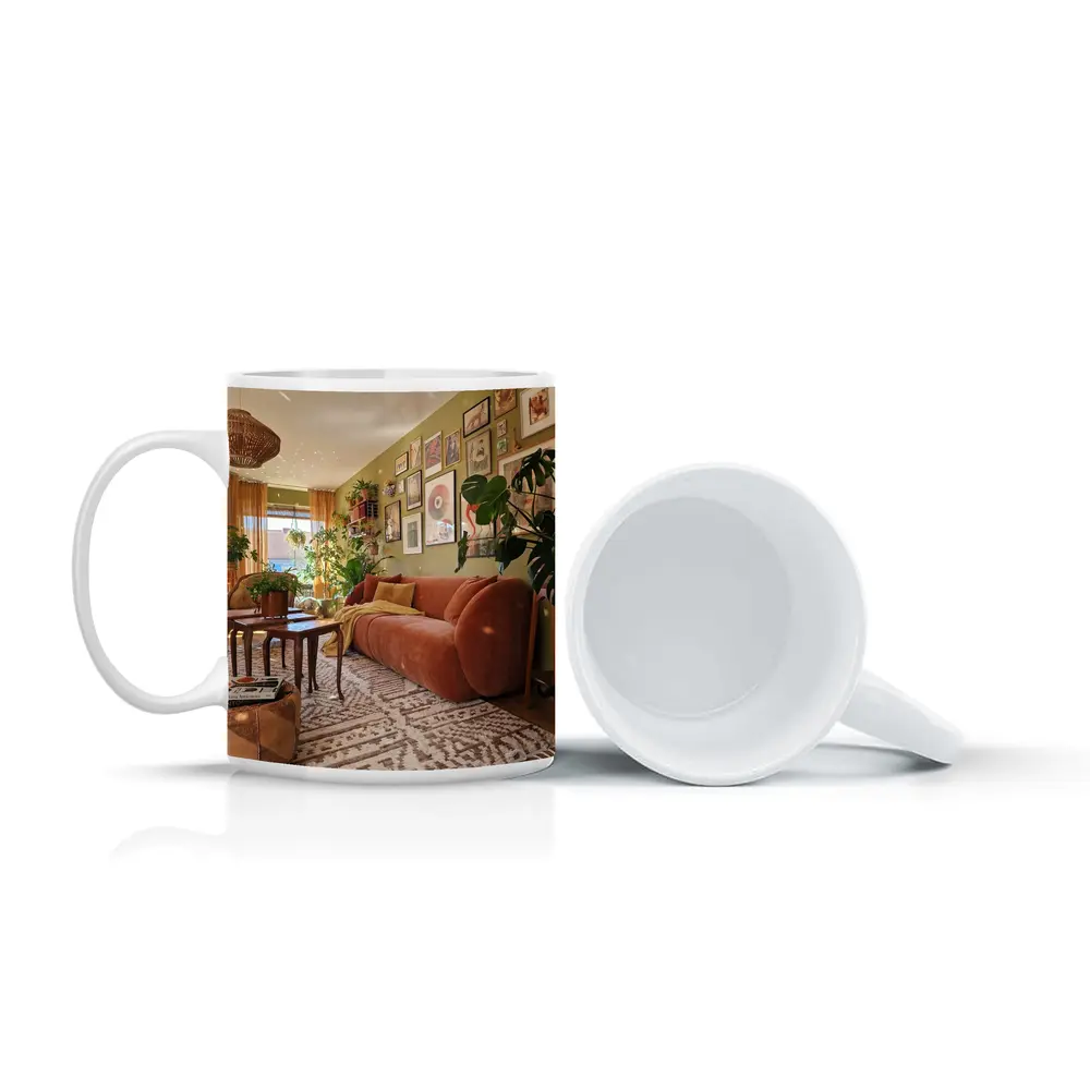 Boho Living Room Green Wall Gallery – Mugs