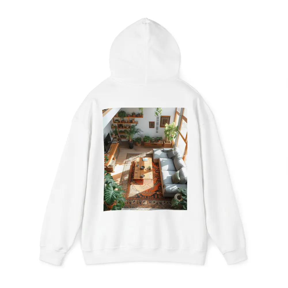 Boho Living Room With Plants Aerial View – Hoodies