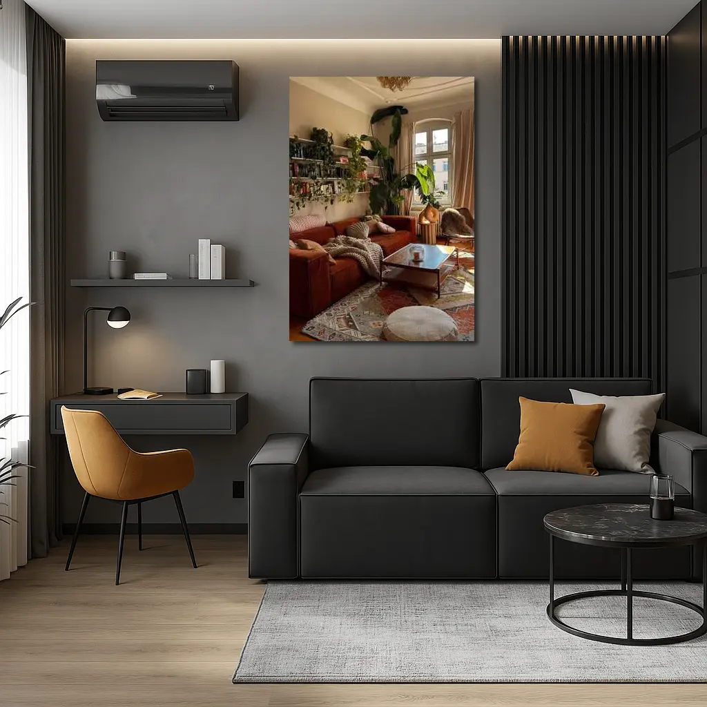 Boho Living Room Warm Terracotta Cozy Interior – Wall Art