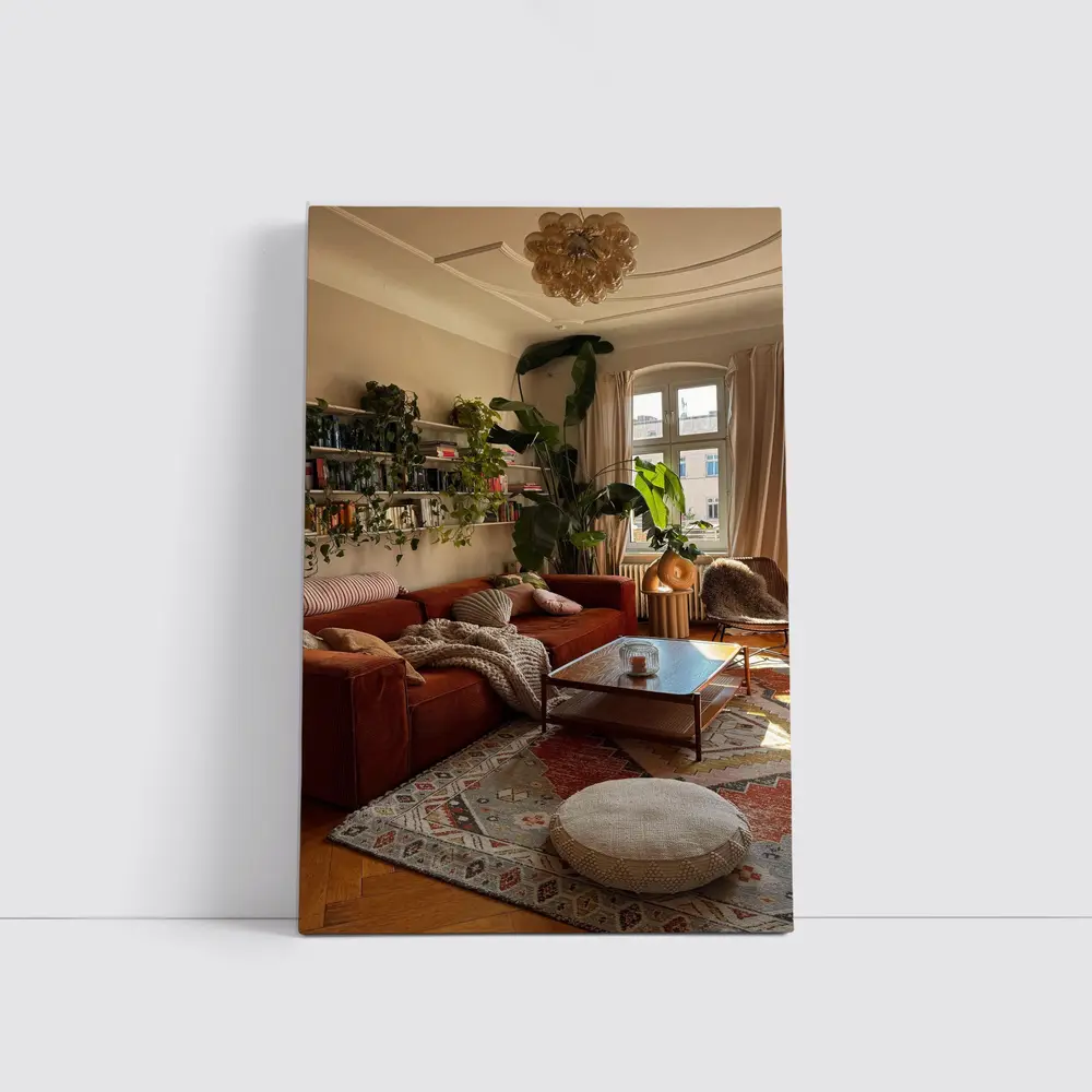 Boho Living Room Warm Terracotta Cozy Interior – Wall Art