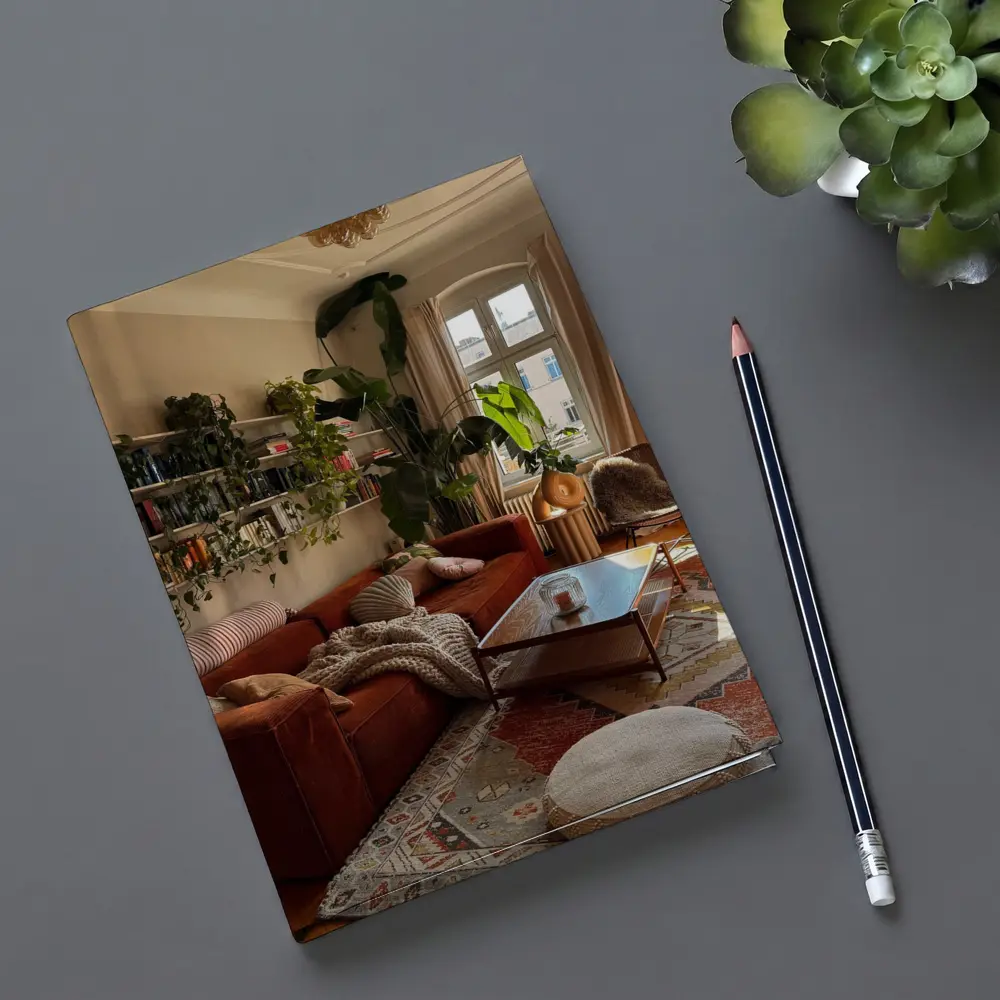 Boho Living Room Warm Terracotta Cozy Interior – Notebooks