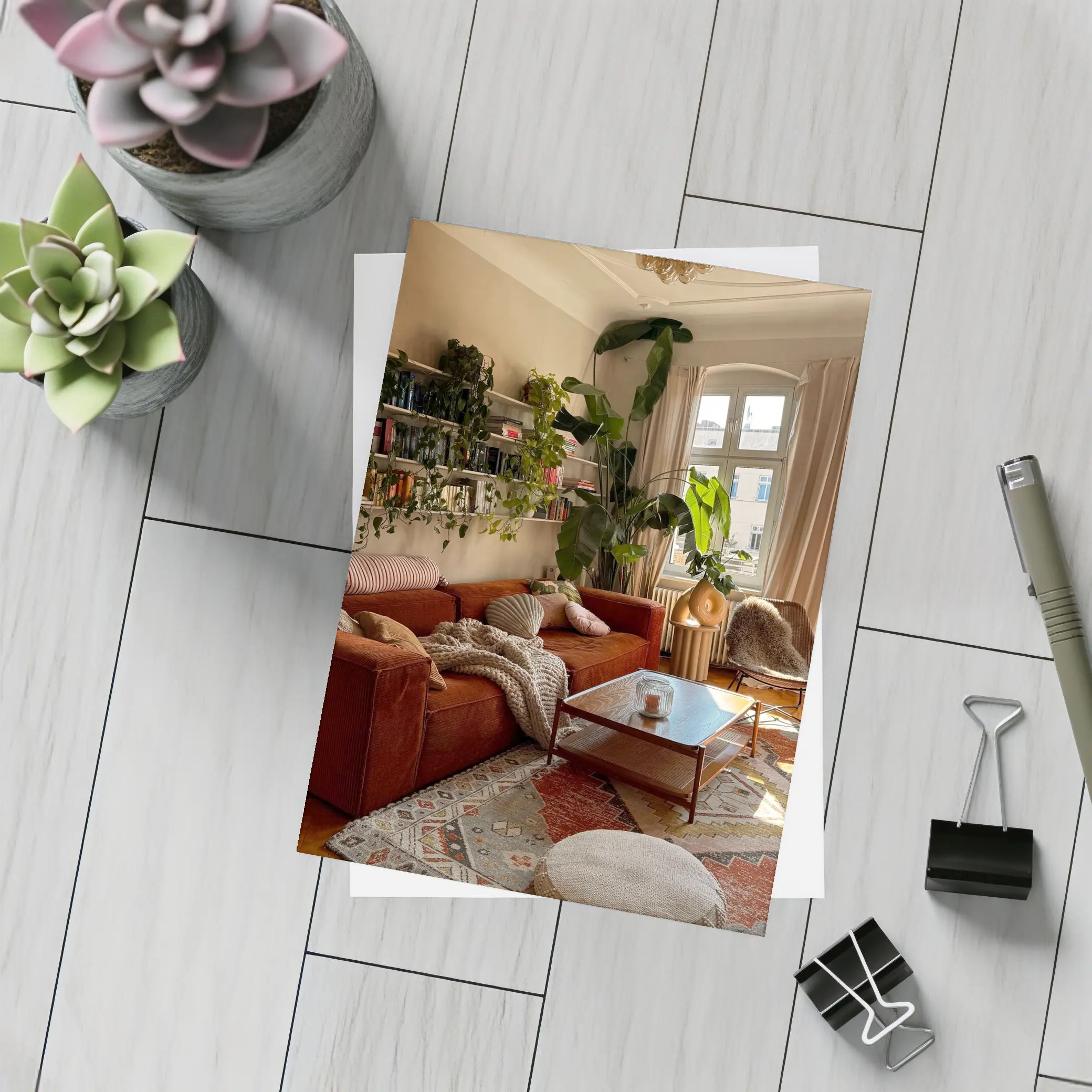 Boho Living Room Warm Terracotta Cozy Interior – Postcards