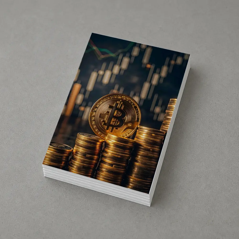 Bitcoin Gold Coin Stack Trading Chart – Postcards