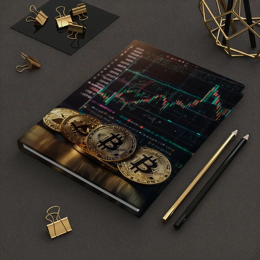 Bitcoin Coins Trading Chart Dark Background – Notebooks
