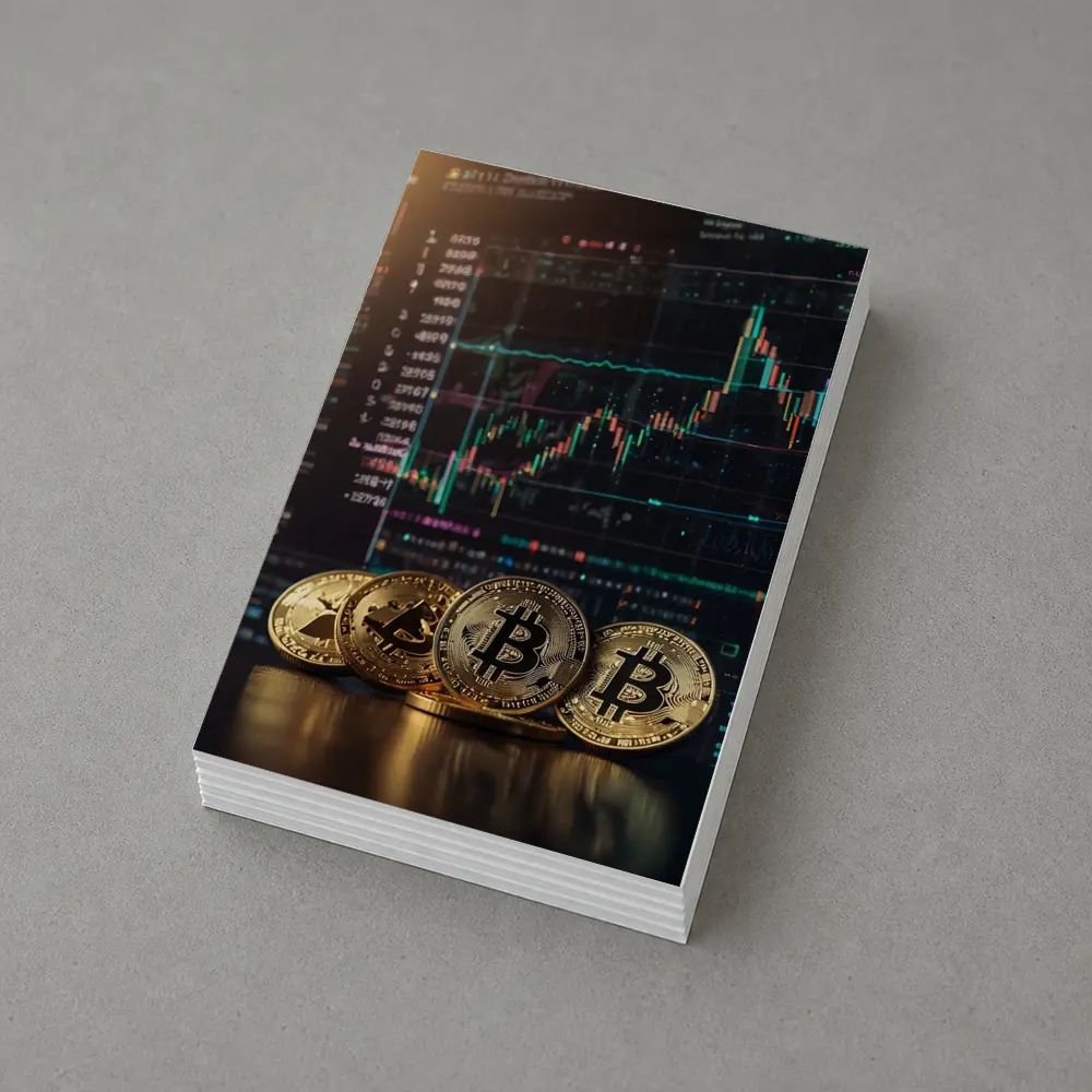 Bitcoin Coins Trading Chart Dark Background – Postcards