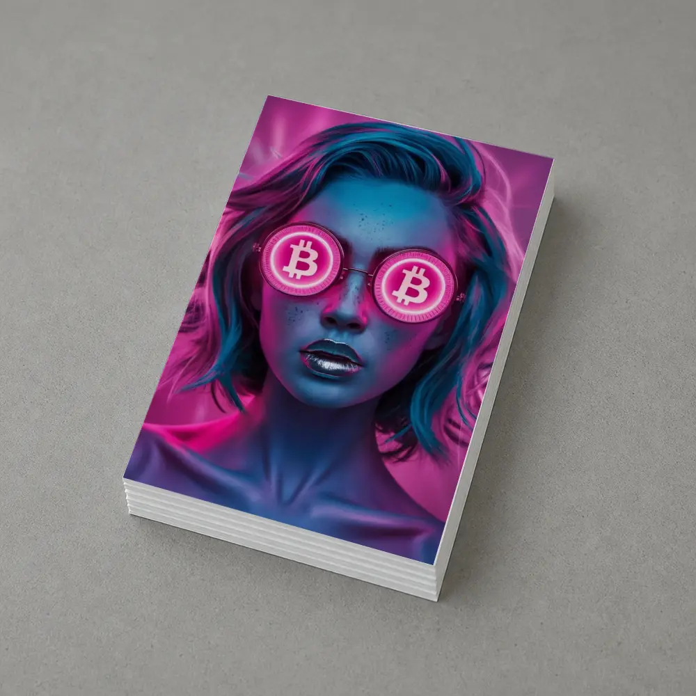 Neon Bitcoin Woman Pink Cyberpunk Portrait – Postcards