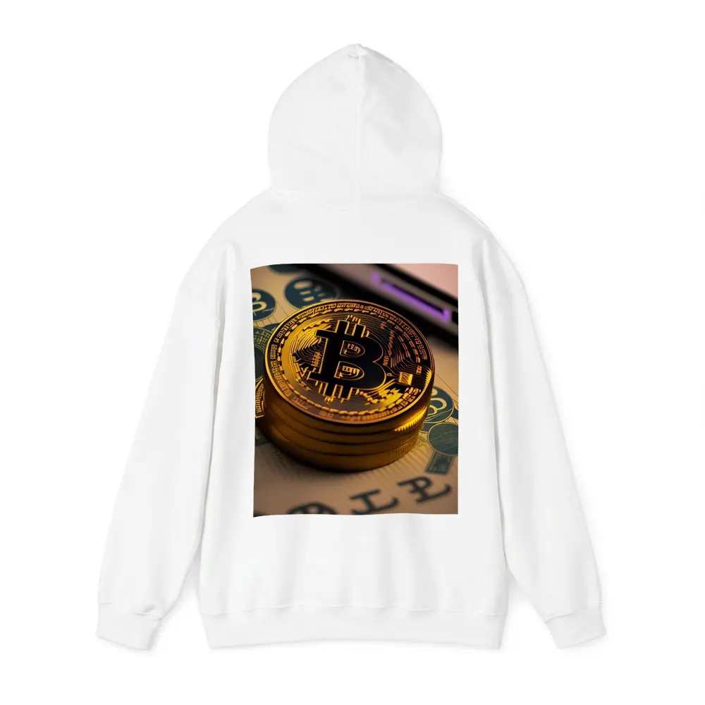 Bitcoin Gold Coins On Dollar Bills – Hoodies