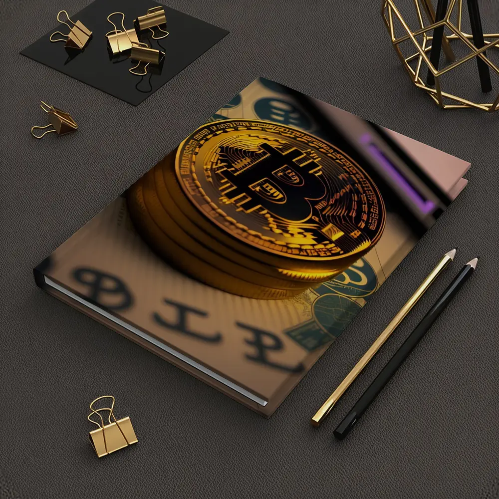 Bitcoin Gold Coins On Dollar Bills – Notebooks