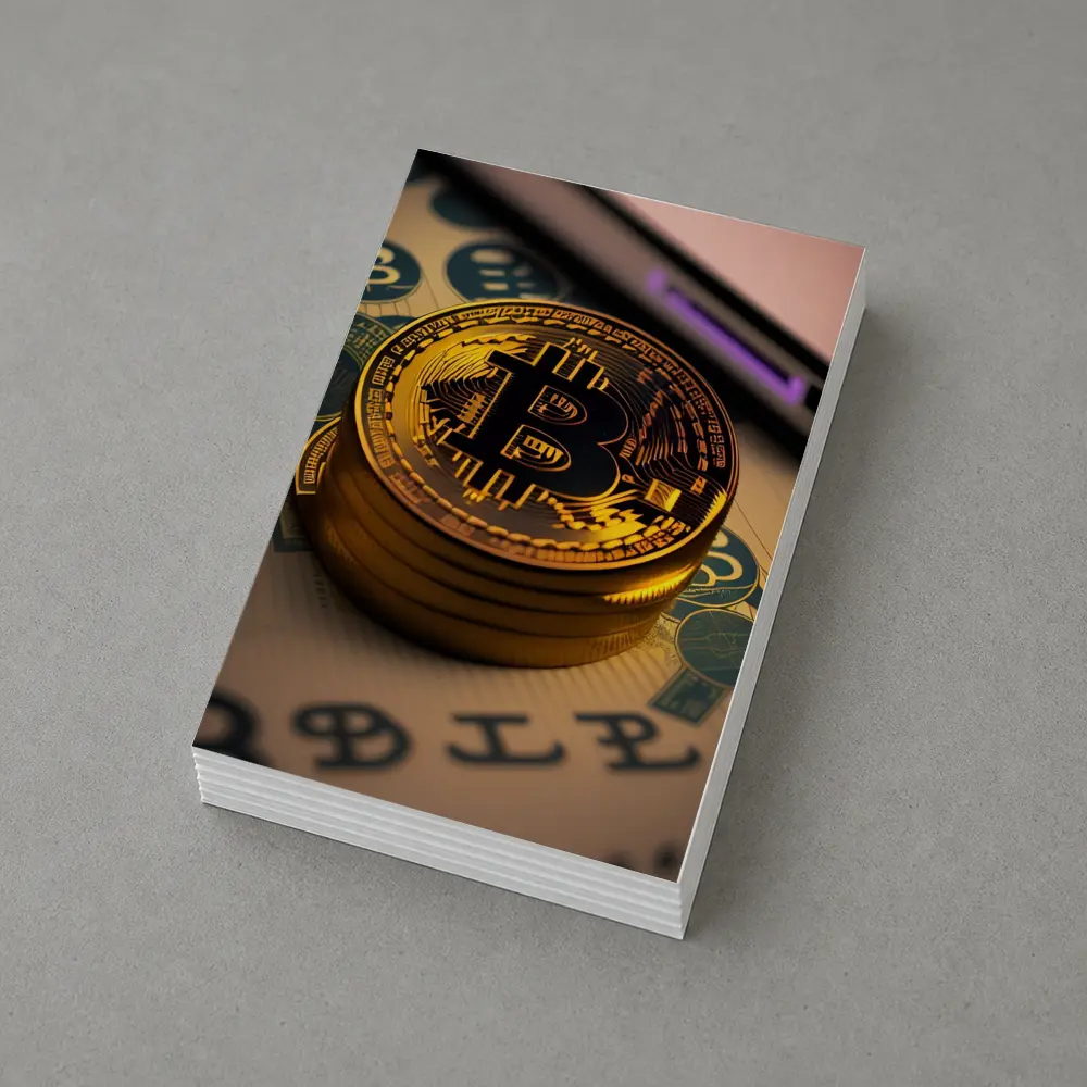 Bitcoin Gold Coins On Dollar Bills – Postcards