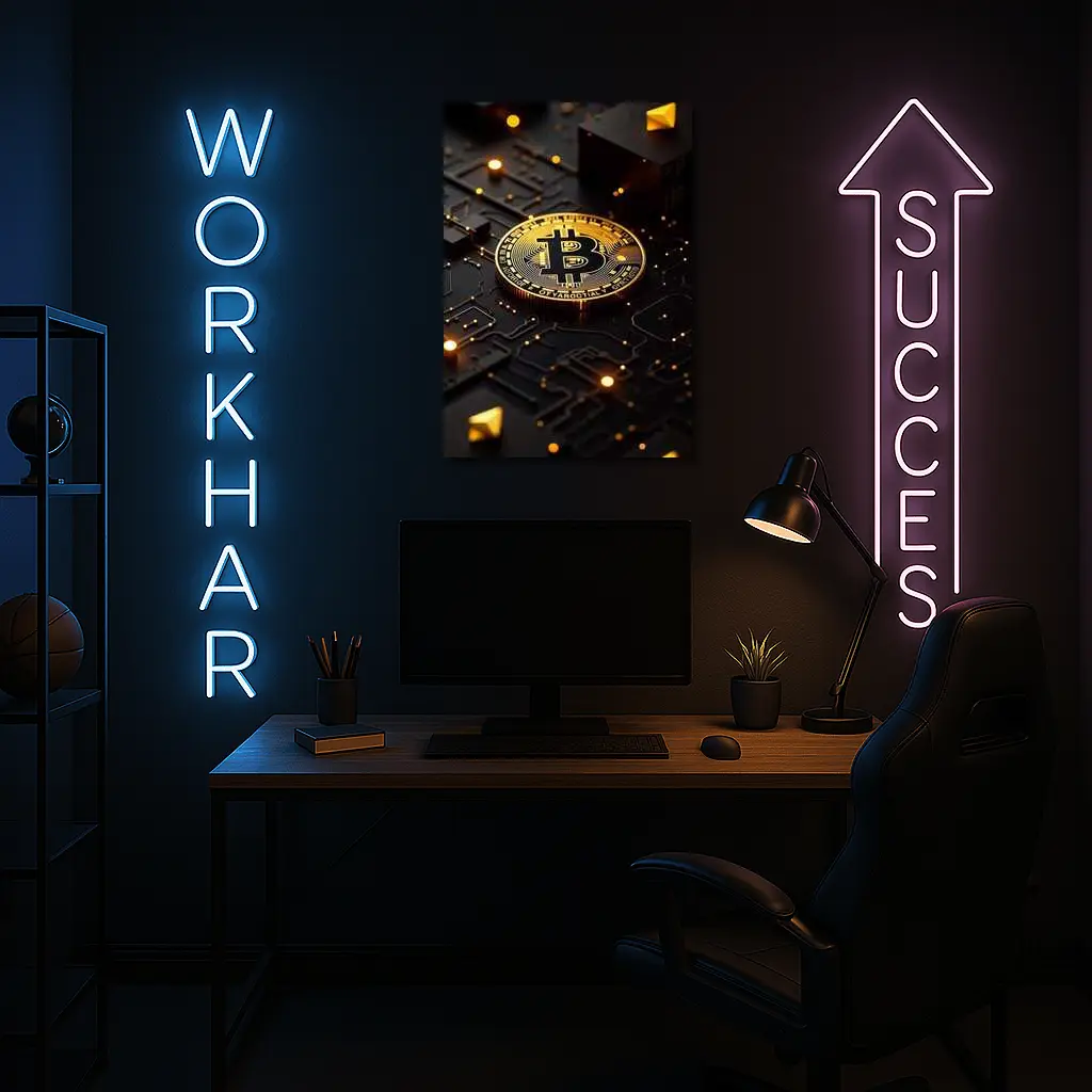 Bitcoin Gold Coin Dark Circuit Board – Wall Art