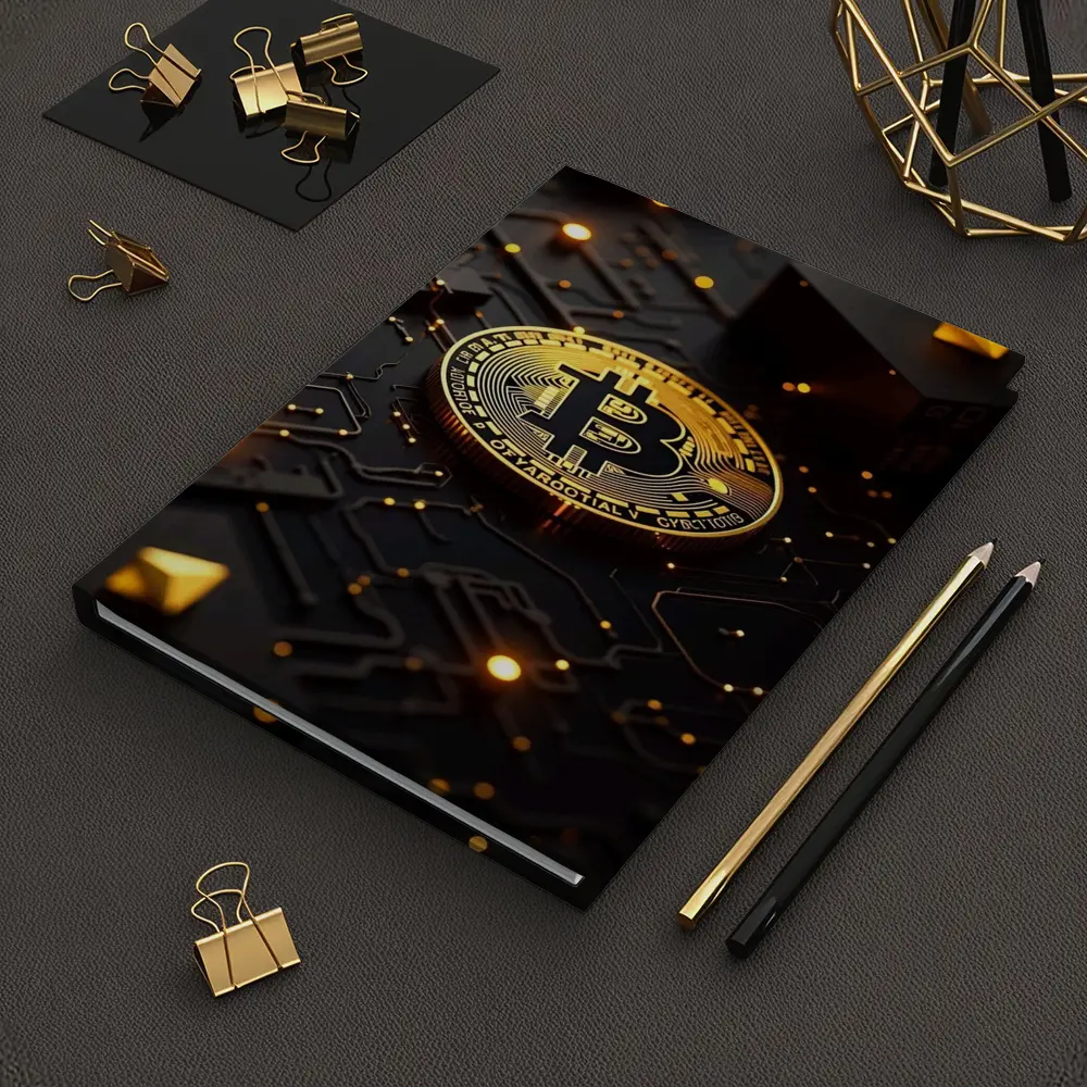 Bitcoin Gold Coin Dark Circuit Board – Notebooks