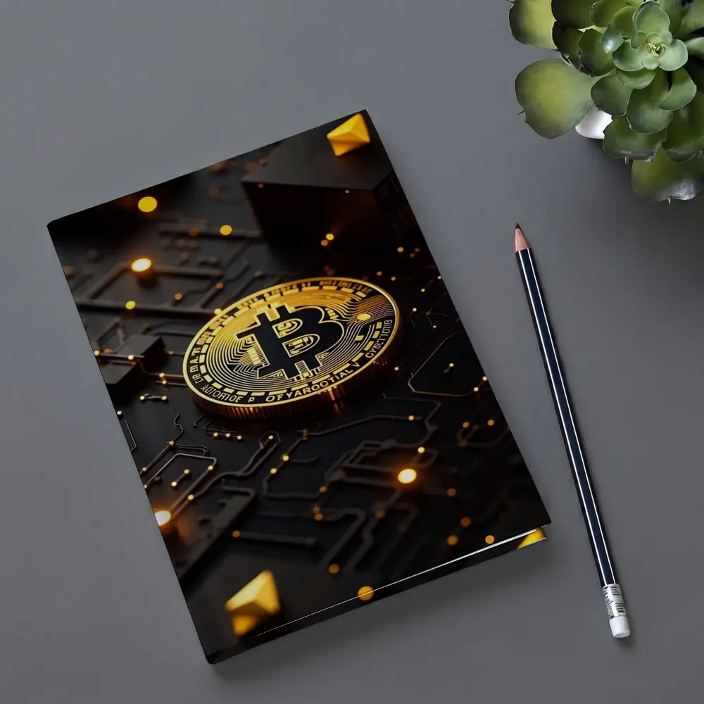 Bitcoin Gold Coin Dark Circuit Board – Notebooks