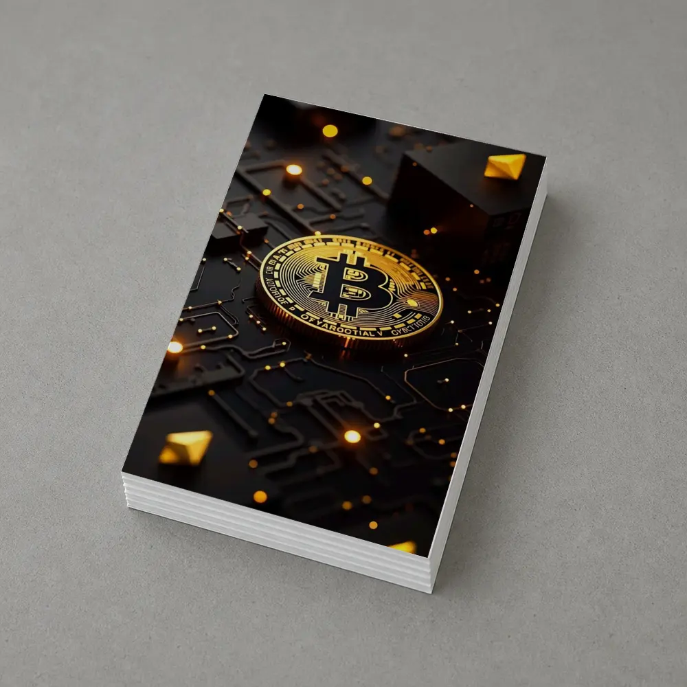 Bitcoin Gold Coin Dark Circuit Board – Postcards