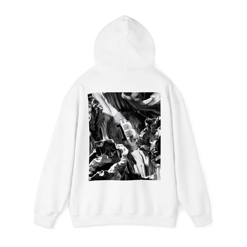 Bitcoin Coin Black White Abstract Art – Hoodies