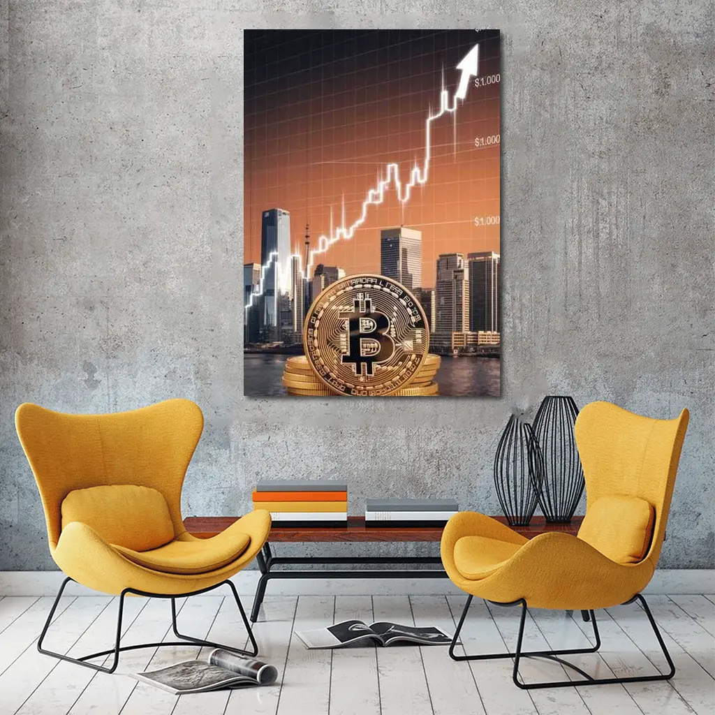 Bitcoin Gold Coin City Skyline Chart – Wall Art