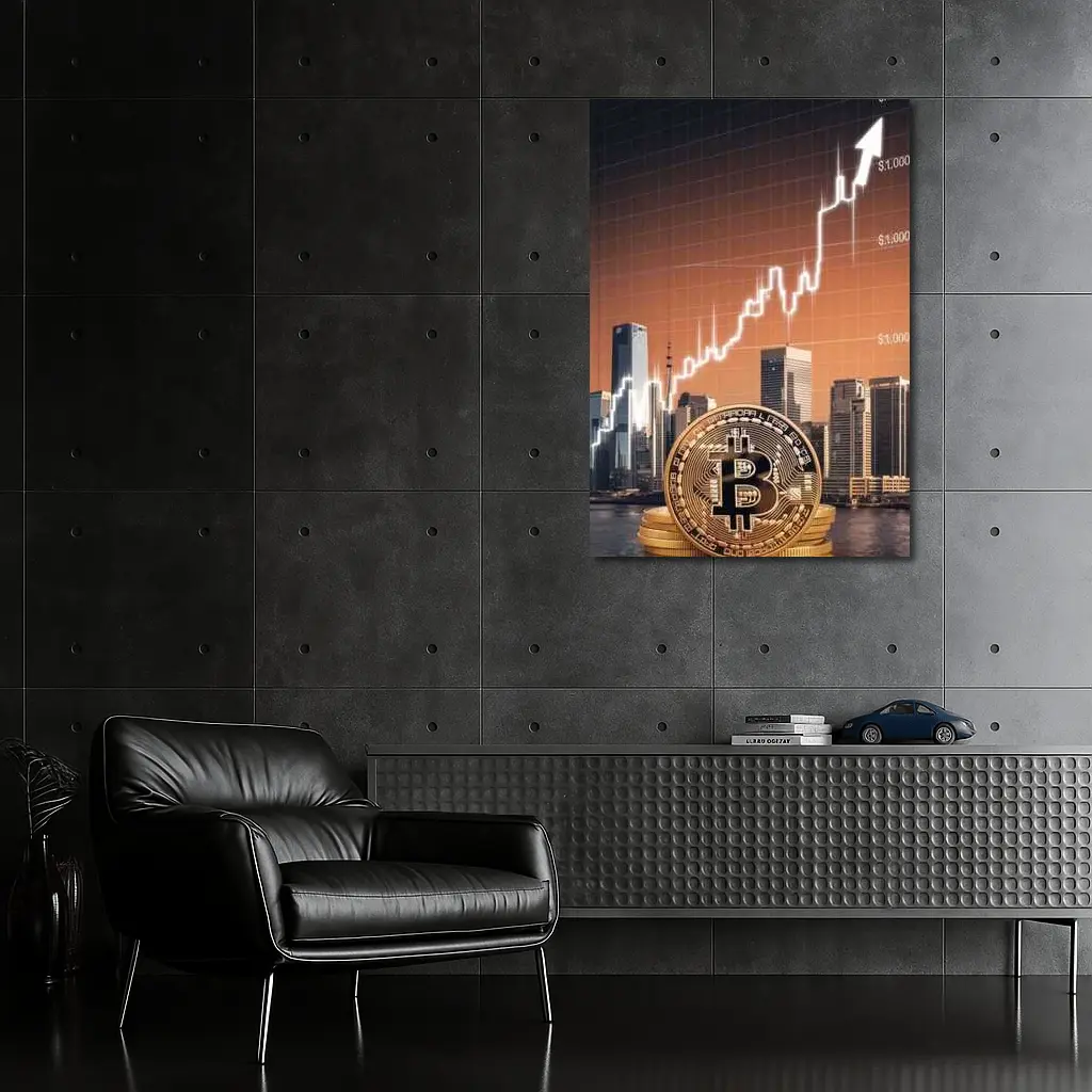 Bitcoin Gold Coin City Skyline Chart – Wall Art