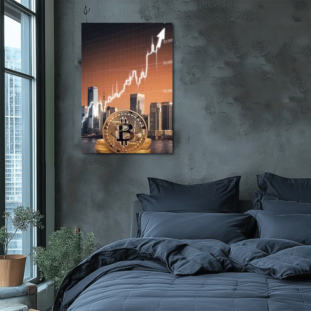Bitcoin Gold Coin City Skyline Chart – Wall Art