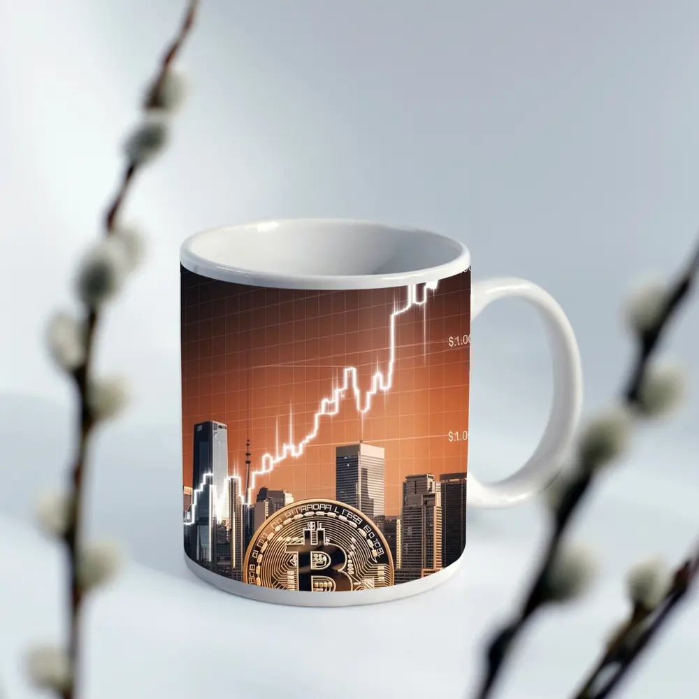 Bitcoin Gold Coin City Skyline Chart – Mugs
