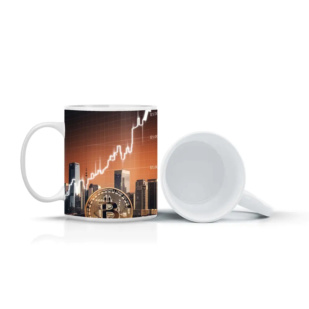 Bitcoin Gold Coin City Skyline Chart – Mugs