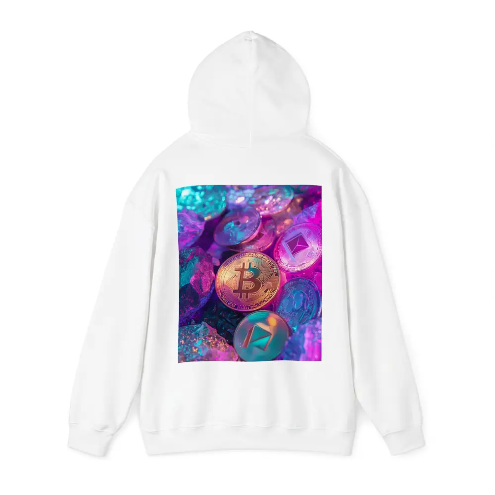 Bitcoin Ethereum Crypto Coins Neon Rocks – Hoodies