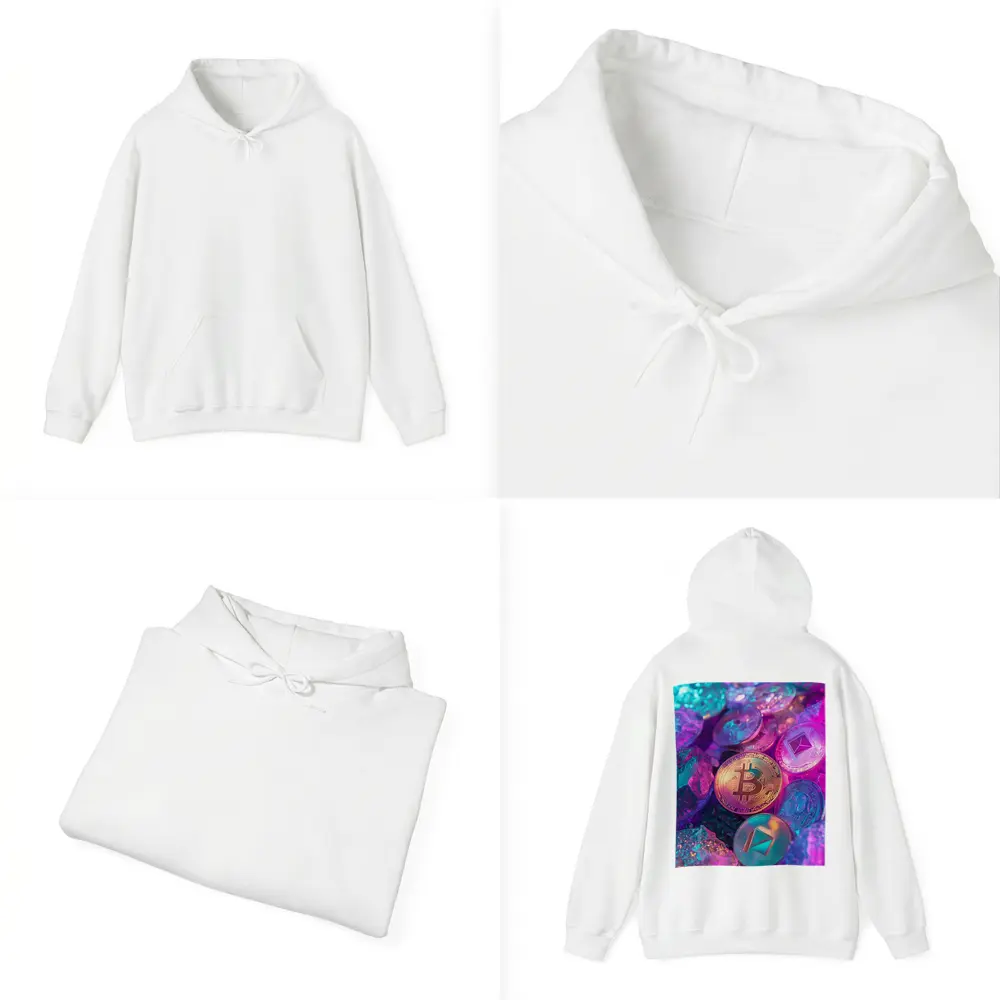 Bitcoin Ethereum Crypto Coins Neon Rocks – Hoodies
