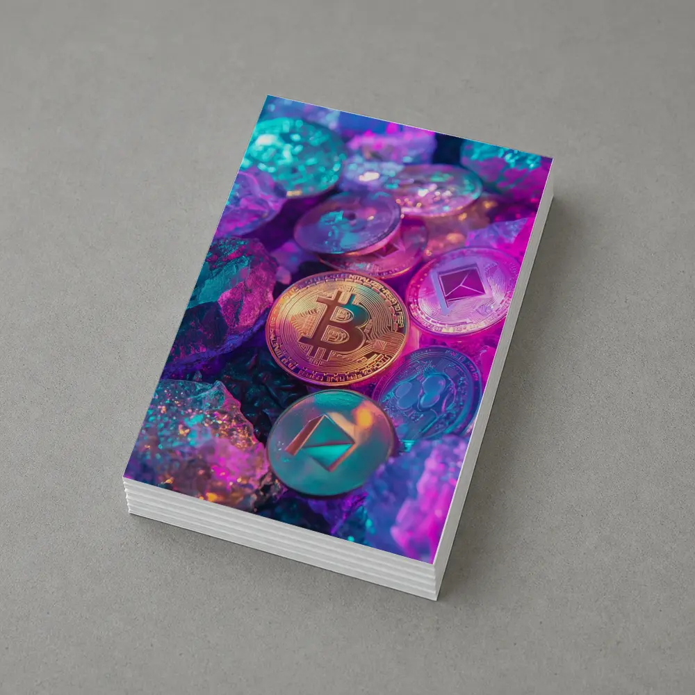 Bitcoin Ethereum Crypto Coins Neon Rocks – Postcards