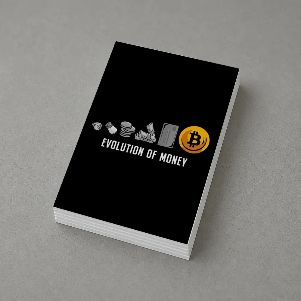 Evolution of Money Bitcoin Black Background – Postcards