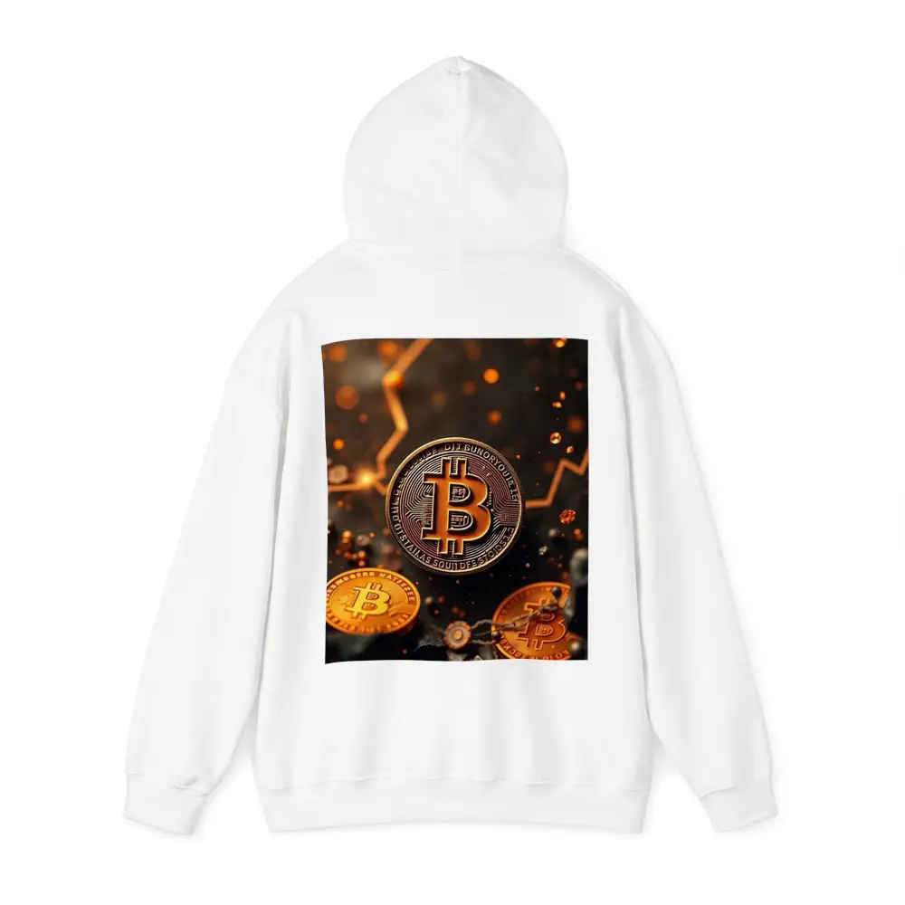 Bitcoin Gold Coins Dark Glowing Background – Hoodies