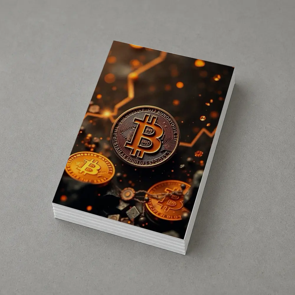 Bitcoin Gold Coins Dark Glowing Background – Postcards